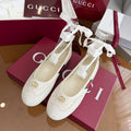 GG Dance Shoes White in Nubuck Suede with Classic GG Fabric 788167