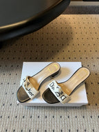 CD 26SS Letter Webbing Sandals 40 Black White in Fabric 789474