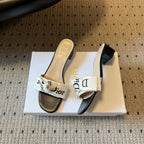 CD 26SS Letter Webbing Sandals 40 Black White in Fabric 789474
