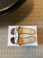 CD 26SS Letter Webbing Sandals 40 Black White in Fabric 789474