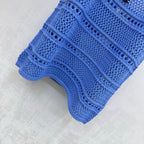 CC 26 Halter Neck Openwork Knit Vest Blue in Wool 385353