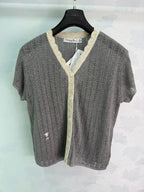 CD 26 Color-Blocked Textured Knit Top in Wool