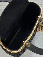 CD Lady Dior Bag 24cm Black in Rattan 155502