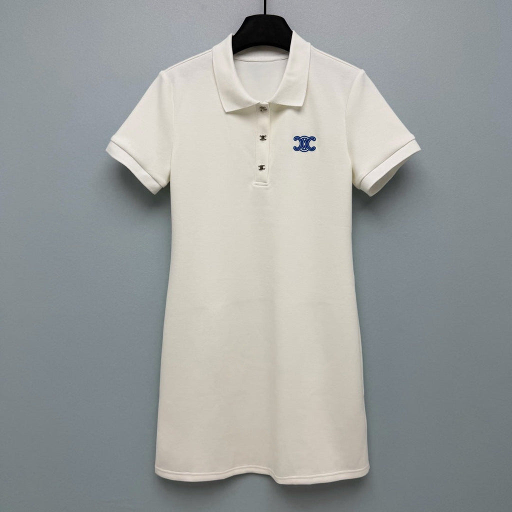 CL 26 Polo Dress White in Cotton 386640