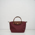 Longchamp Small Le Pliage Tote Bag Brown Burgundy Polyamide Leather