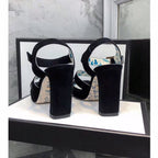 GG HIGH SANDAL BLACK SUEDE WITH PATTERNS