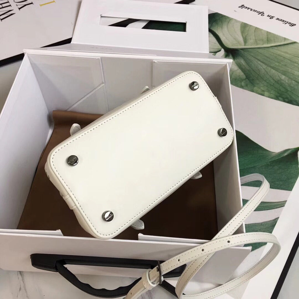 ALAIA MINA 20 BAG IN VIENNE WAVE WHITE CALFSKIN