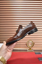 GG Men's Loafer Brown Embossed Cowhide 484786