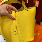 HM PICOTIN LOCK 18 LEMON EPSOM WITH BRAID STRAP
