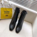 HM Classic Kelly High-Heeled Boots Black Cowhide 546214