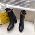 HM Classic Kelly High-Heeled Boots Brown Black Cowhide 546216
