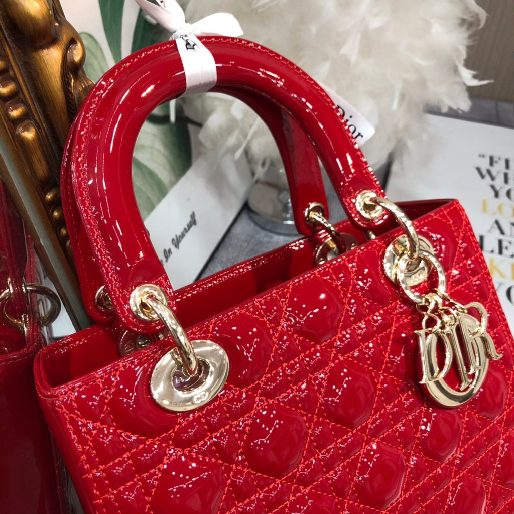 medium lady 24 red patent calfskin
