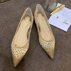 CL Follies Strass Flats Mesh Leather Gold