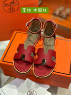 SANTORINI SANDAL CHERRY CALFSKIN