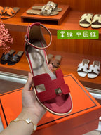 SANTORINI SANDAL CHERRY CALFSKIN