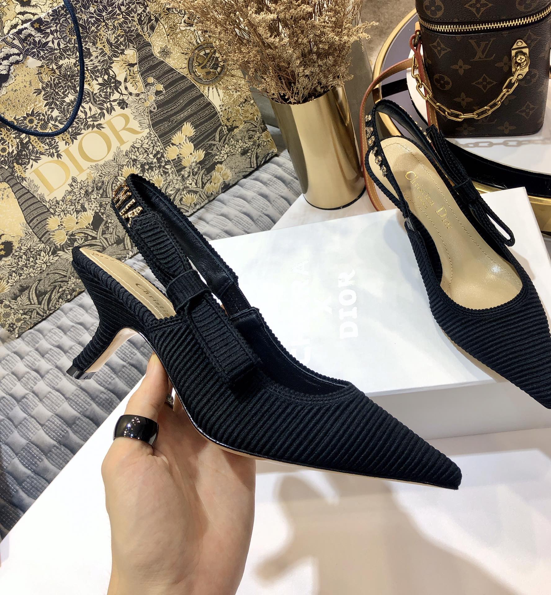 JAdior slingback pumps 65 all black embroidered cotton