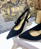 JAdior slingback pumps 65 all black embroidered cotton
