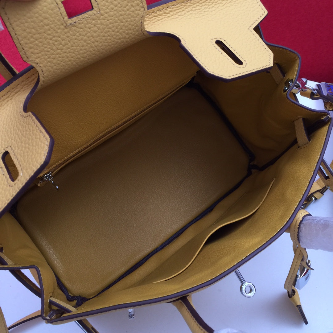 HM BIRKIN 30 CM BAG MUSTARD CALFSKIN SILVER HARDWARE