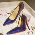 CL Kate Strass Degrade Pumps 100mm Suede Blue