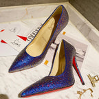 CL Kate Strass Degrade Pumps 100mm Suede Blue