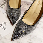 CL Kate Strass Degrade Pumps 100mm Suede Black