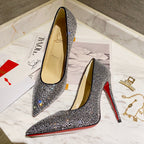 CL Kate Strass Degrade Pumps 100mm Suede Black
