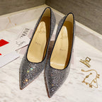 CL Kate Strass Degrade Pumps 100mm Suede Black