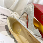 CL Anjalina Spike Pump 85mm Glitter Silver