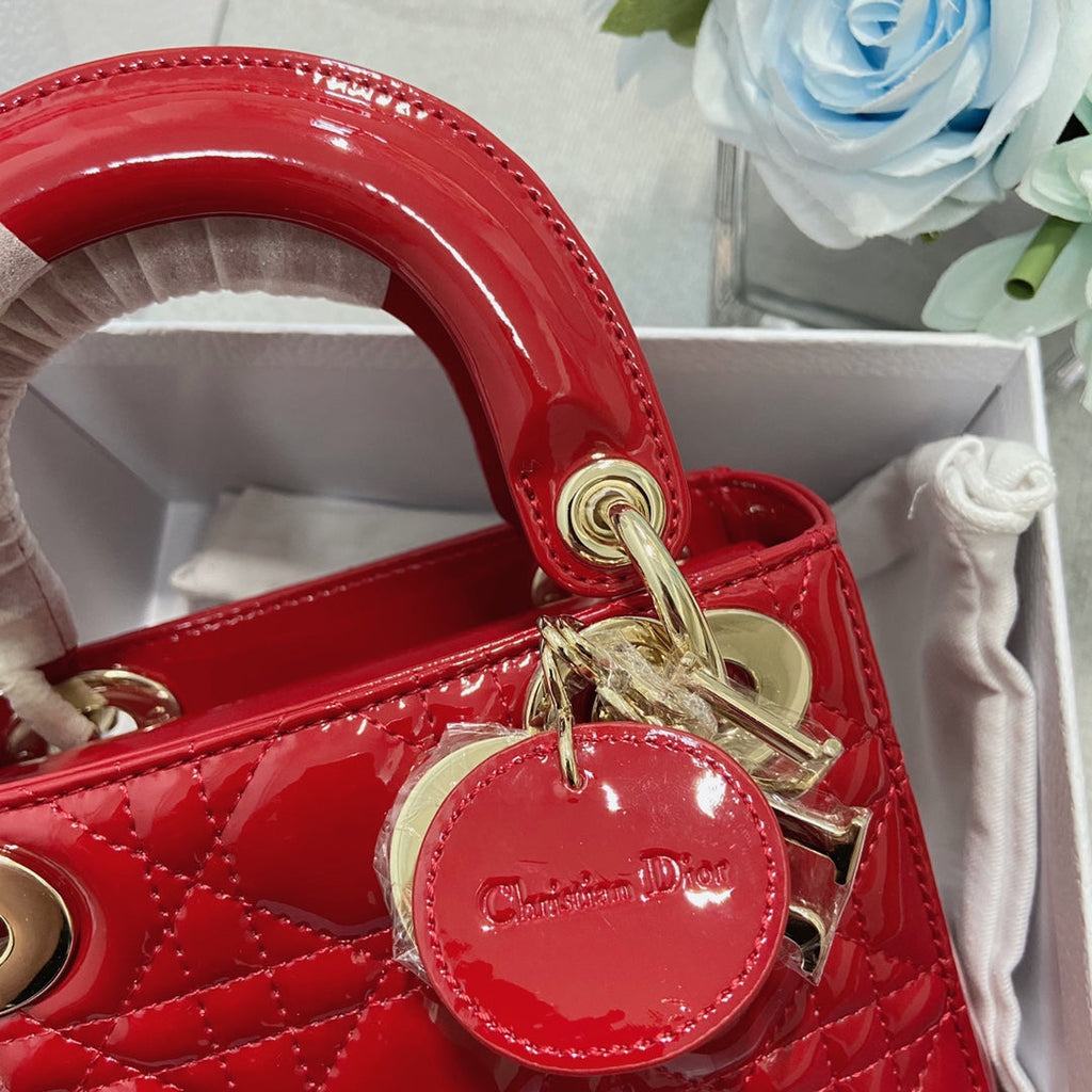 mini lady 17 red patent calfskin