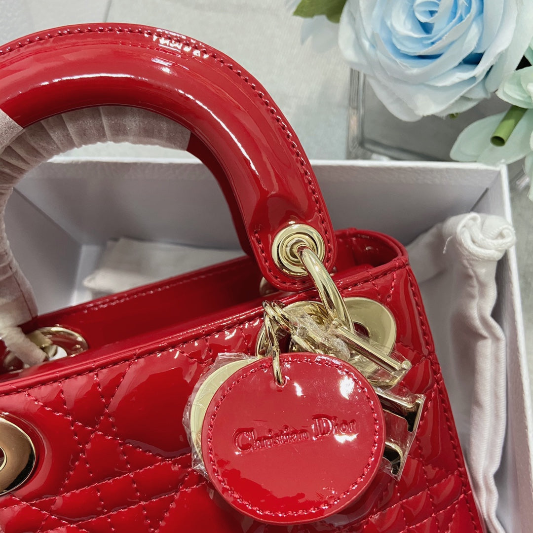 mini lady 17 red patent calfskin