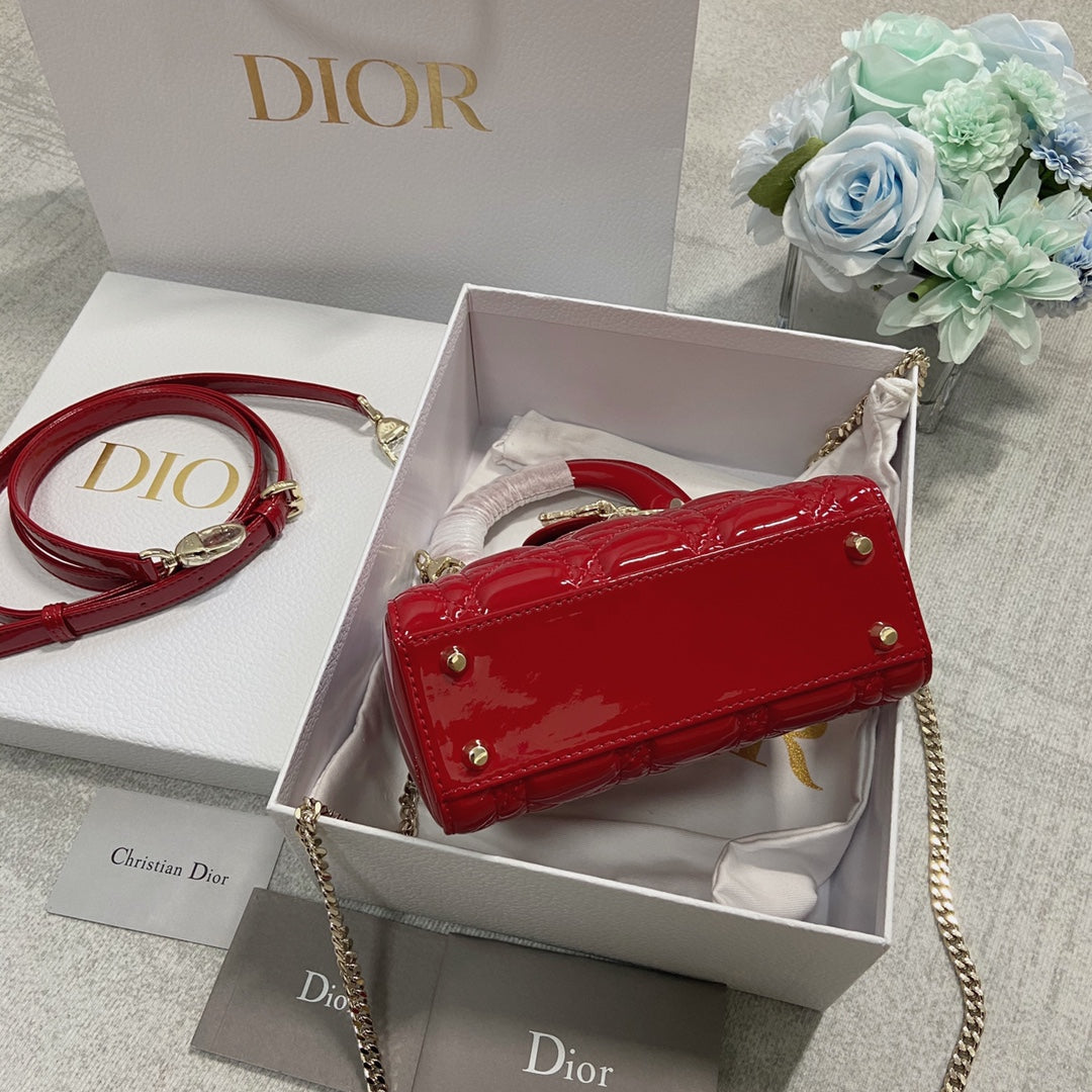 mini lady 17 red patent calfskin