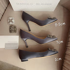 Hangisi Taupe Satin Crystal Embellished Pumps 700528