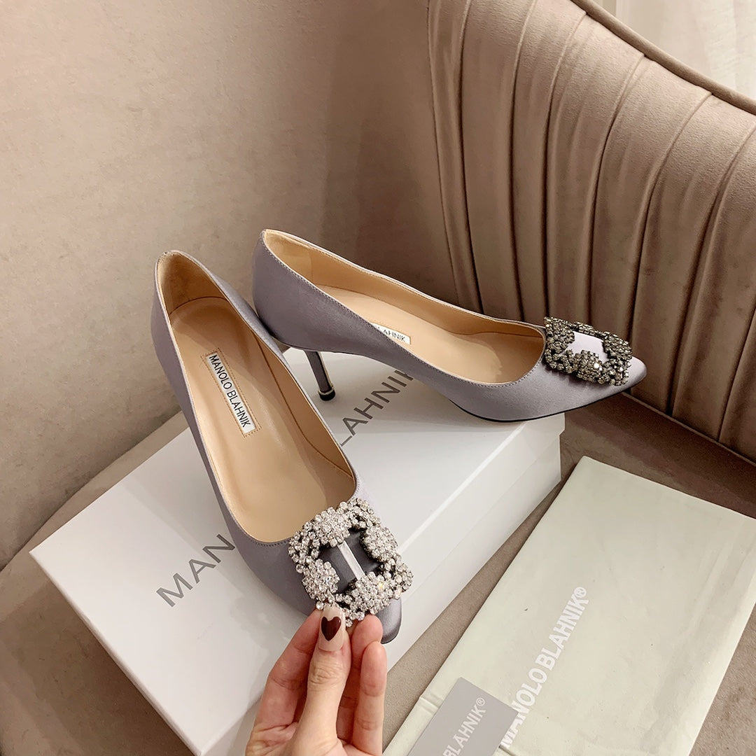 Hangisi Lilac Satin Crystal Embellished Pumps 700529