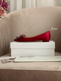 Hangisi Dark Red Satin Crystal Embellished Pumps 700530