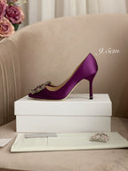 Hangisi Fuchsia Satin Crystal Embellished Pumps 700533