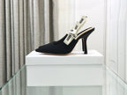 cd slingback pumps 95 black embroidered cotton