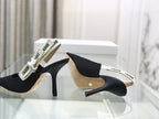 cd slingback pumps 95 black embroidered cotton