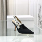 cd slingback pumps 95 black embroidered cotton