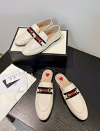 gg loafer cream calfskin black red canvas