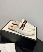 gg loafer cream calfskin black red canvas