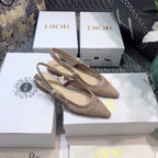 JAdior slingback flat transparent mesh rose canelle embroidered cotton