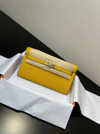 kelly to go wallet 20.5 yellow epsom gold hardware