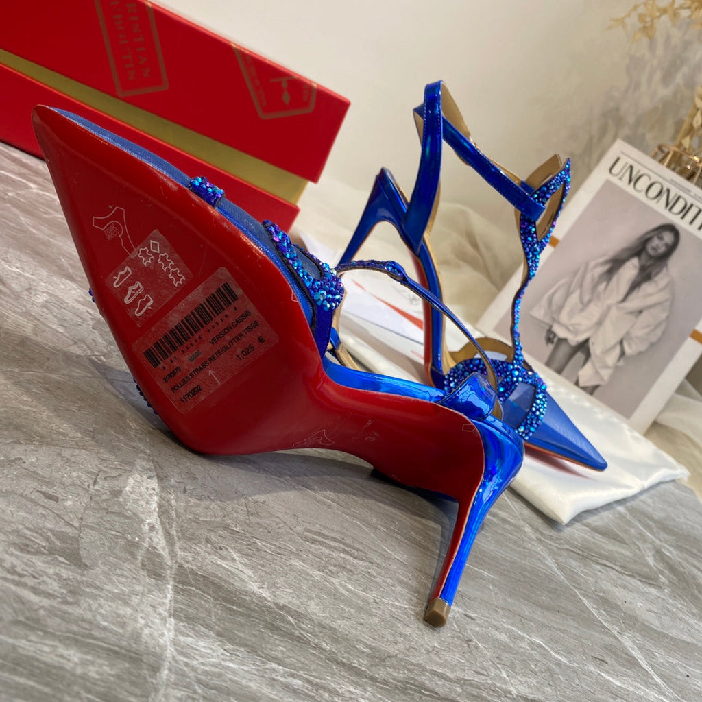 CL Diamond Sling Back Blue Mesh 346069