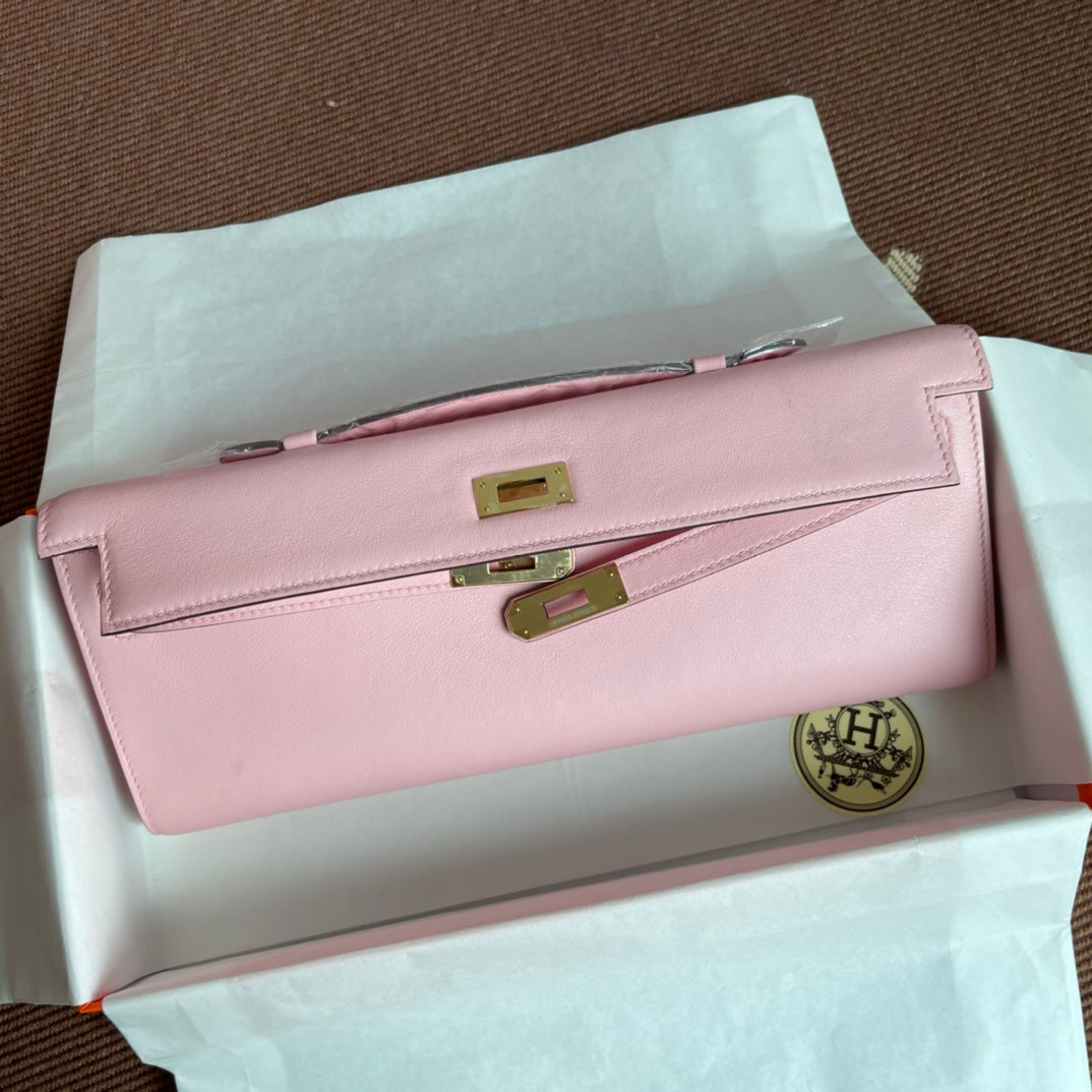HM Kelly Cut 31cm Flamingo Swift Leather Ghw