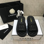 CC 2021 Logo Mules Black Quilted Lambskin 688660