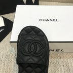 CC 2021 Logo Mules Black Quilted Lambskin 688660