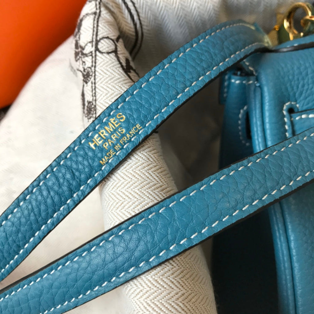 HM Mini Kelly 20cm Blue Jean Togo Leather Gold Hardware