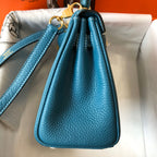 HM Mini Kelly 20cm Blue Jean Togo Leather Gold Hardware