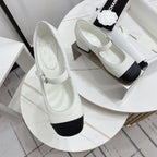 CC MARY JANE BLOCK HEEL WHITE SHEEPSKIN