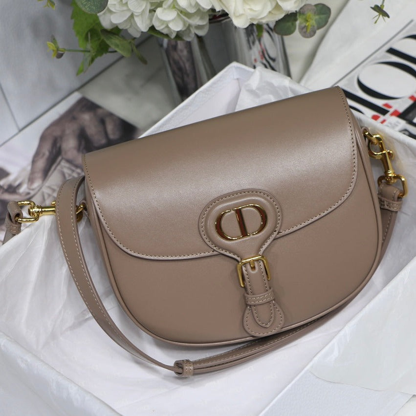 MEDIUM CD BOBBY 22CM DARK BROWN CALFSKIN GOLD HARDWARE